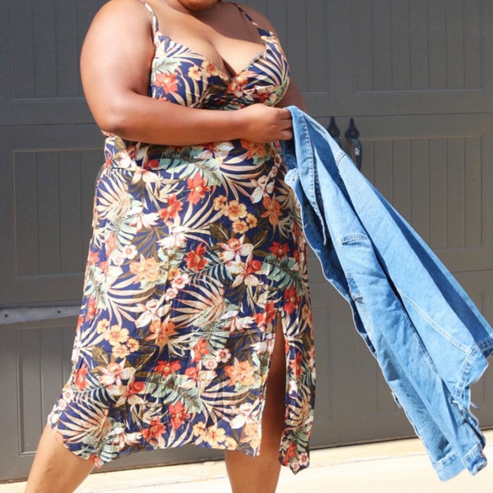 F21+ tropical print dress